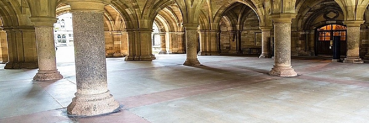 University of Glasgow Cloisters, Scotland in a beautiful summer day, United Kingdom
