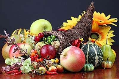 Autumn cornucopia   symbol of food and abundance