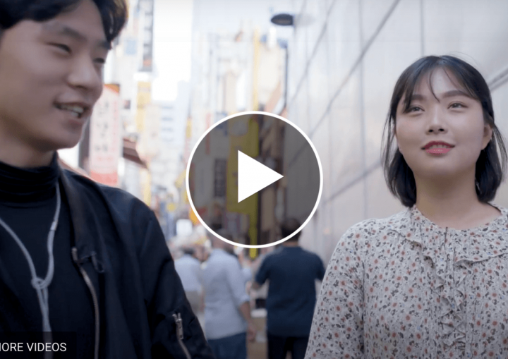 Asian man and woman in conversation