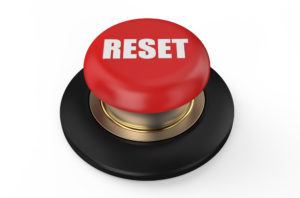 reset red  button isolated on white background