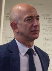 Secretary of Defense Ash Carter (right) speaks with Jeff Bezos, Founder, Chairman & CEO of Amazon.com (second from left) and head of Defense Digital Service Chris Lynch(left) as they visit the Defense Digital Service as Bezos visits the Pentagon May 5 , 2016. (DoD photo by Senior Master Sgt. Adrian Cadiz)(Released)