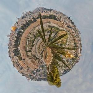Panorama of Jerusalem old city tiny planet