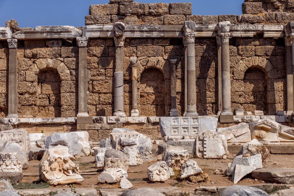 Ruins of the State Agora in Side, Turkey
