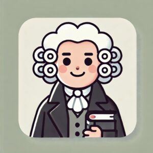 DALL·E 2024 07 31 14.43.34 A square cartoon image of Adam Smith depicted with a friendly and intellectual demeanor. He has white curly hair is wearing a dark coat with a white 300x300.jpeg