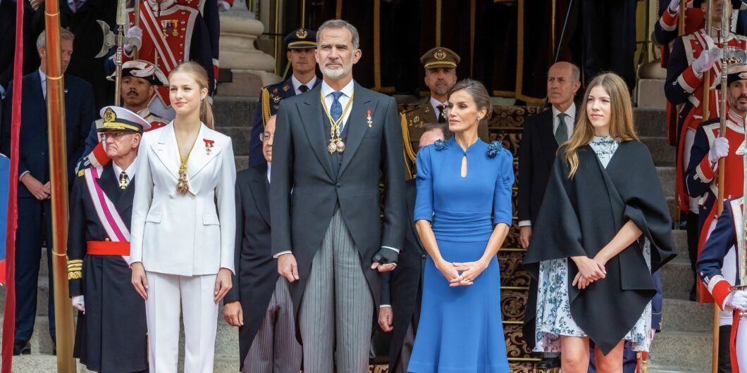 Madrid, Spain   October 31, 2023: The Princess of Asturias visits the Congress of Deputies with the Kings of Spain and Doña Sofia to swear in the constitution on her birthday in Madrid.