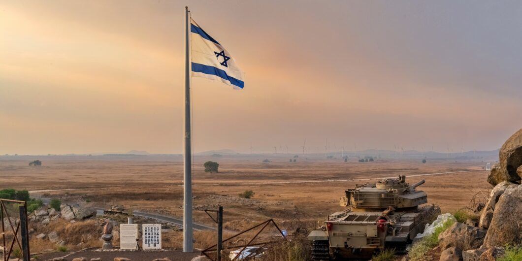 Golan Heights, Israel   08 13 2023: Tel Saki Battle Memorial, Golan Heights, Israel; View Towards Syria. Early in 1973 Yom Kippur War, Israel outnumbered 100 to 1. Translation: We will remember