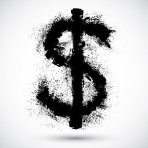Vector illustration of an American Dollar splatter design element.