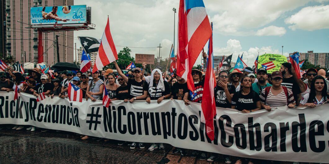 SAN JUAN, PUERTO RICO   Jul 23, 2019: The Protests Demanding Governor Ricardo Rosello Resignation in Puerto Rico