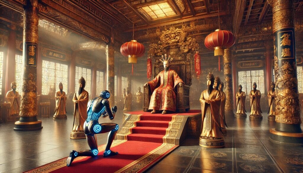 Robot kneeling before the emperor 1 1024x585.jpeg