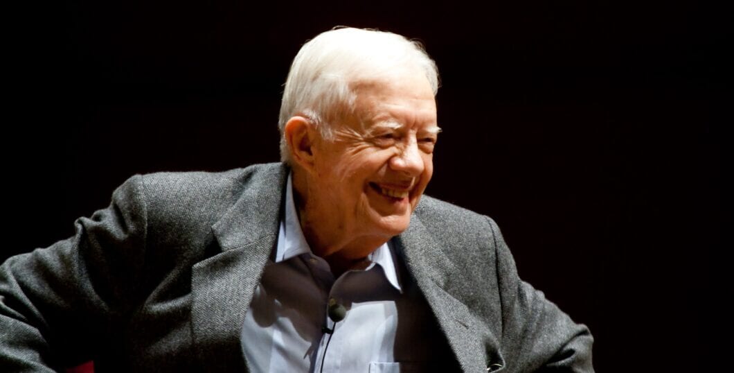 ATLANTA, GA   NOVEMBER 10: President Jimmy Carter speaks onstage at Emory University November 10, 2008 in Atlanta, Ga.