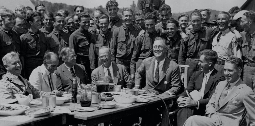 President Franklin Roosevelt at CCC camp in Virginia in 1933 1060x522.jpg