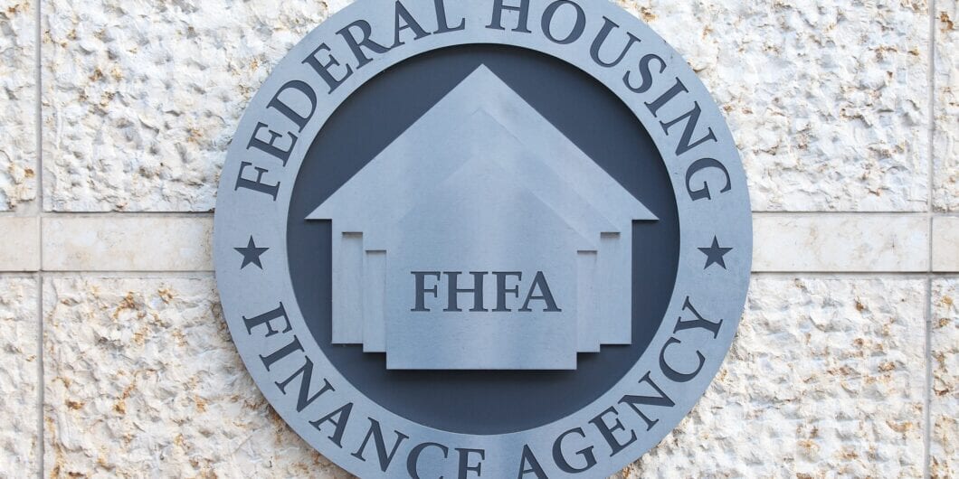 WASHINGTON, DC   DECEMBER 26: Seal of the Federal Housing Finance Agency in downtown Washington, DC on December 26, 2014. One of FHFAâ??s responsibilities is to regulate Fannie Mae and Freddie Mac.