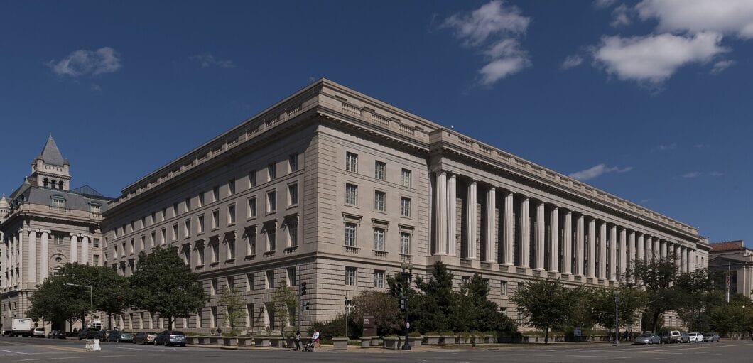 The Internal Revenue Service Building is located in the center of the Federal Triangle complex in Washington, D.C. It is bounded on the north by Pennsylvania Avenue, and the west by 12th Street.  It was built between 1928 1936 by architect Louis Simon.  The style is Neoclassical.