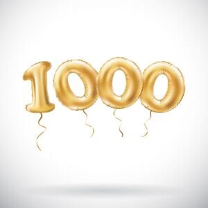 vector Golden number 1000 one thousand metallic balloon. Party decoration golden balloons. Anniversary sign for happy holiday, celebration, birthday, carnival, new year. art