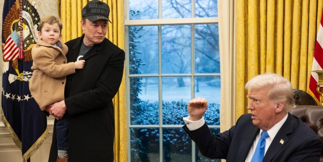 President Donald Trump with reporters Elon Musk and X AE A Xii in the White House Oval Office on February 11 2025 1060x531.jpg