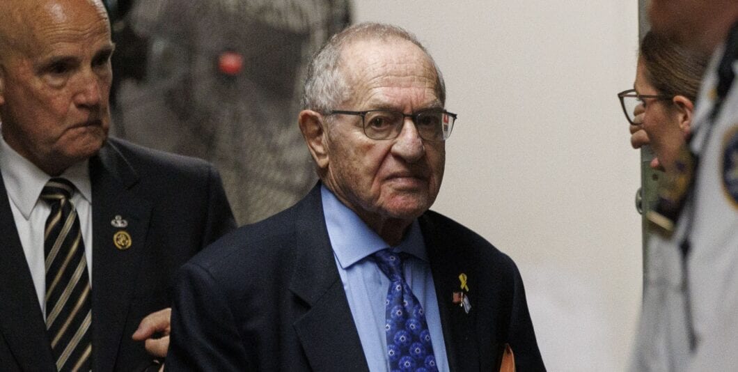 American lawyer Alan Dershowitz returns to the courtroom for the criminal trial of former President Donald Trump after a short break at the municipal criminal court in Monday May 20, 2024 in New York. (Sarah Yenesel/Pool Photo via AP)